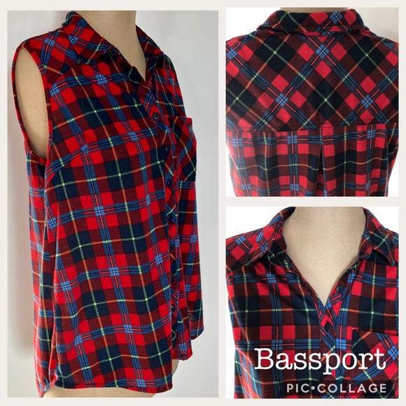Bassport Tops - 💕5 FOR $25 SALE Red and Blue Plaid Sleeveless Top